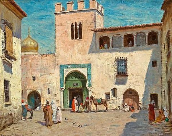 The Messenger (+ The Palace Of Basha; Pair) Oil Painting by Addison Thomas Millar