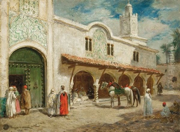 Cavaliers Devant Le Palais Oil Painting by Addison Thomas Millar