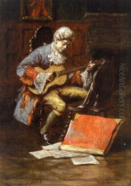 The Marquis And His Guitar Oil Painting by Addison Thomas Millar