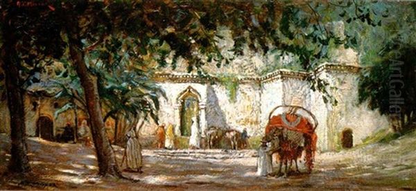 La Fontaine Au Jardin D'essai, Alger Oil Painting by Addison Thomas Millar