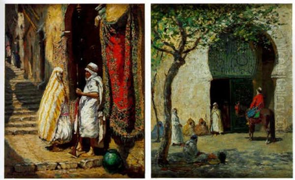 Marchand De Tapis A Alger Oil Painting by Addison Thomas Millar