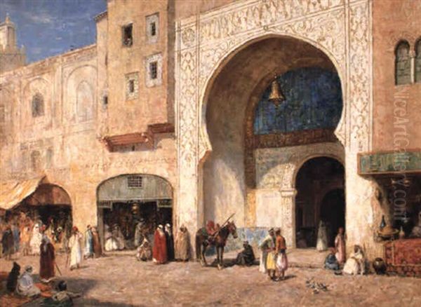 An Arab Marketplace Oil Painting by Addison Thomas Millar