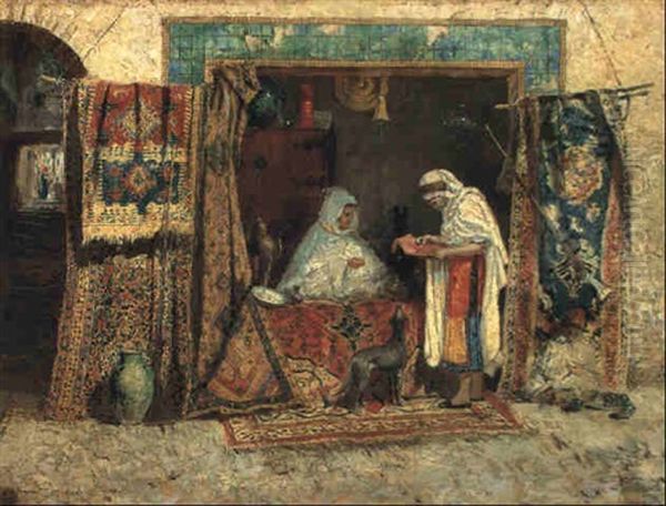 An Oriental Shop Oil Painting by Addison Thomas Millar