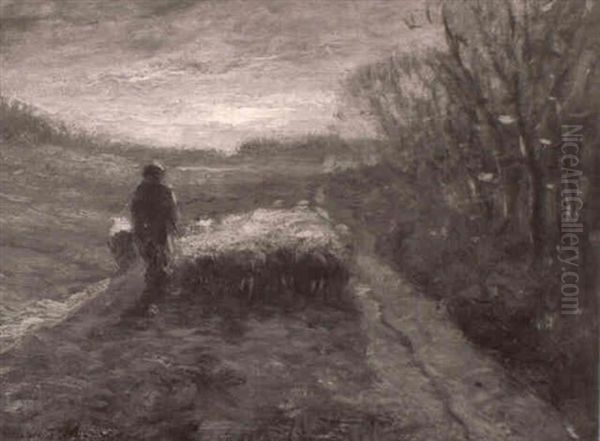 Shepherd With Flock by Addison Thomas Millar