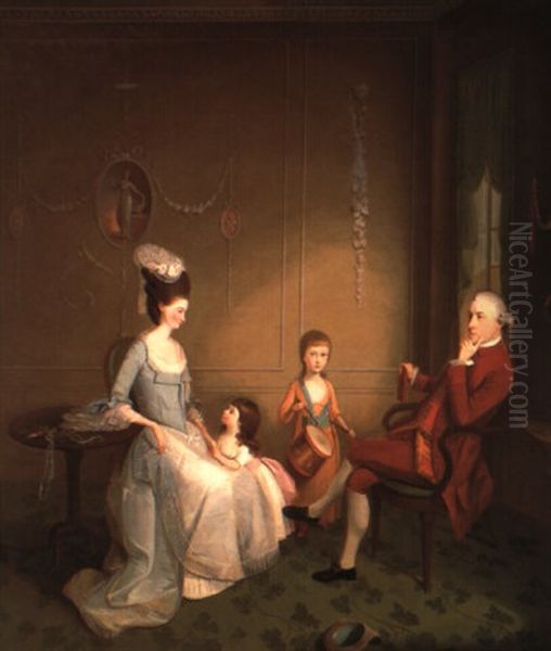 Portrait Of A Family In An Adam Room Oil Painting by James Millar