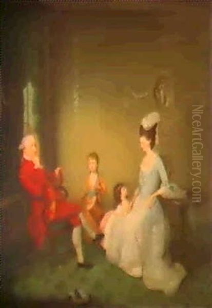 Portrait Of A Family In An Interieur Oil Painting by James Millar