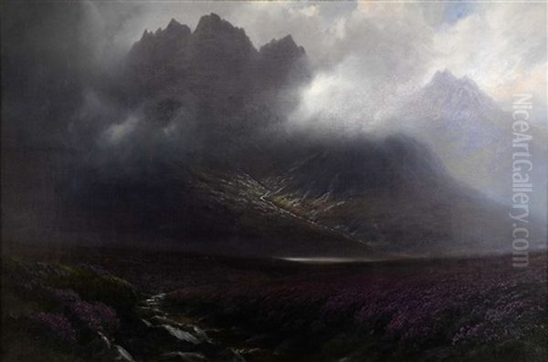 Rainstorm In The Mountains Of Skye Oil Painting by James H.C. Millar