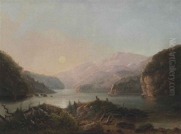 Lake In The Wind River Country Oil Painting by Alfred Jacob Miller