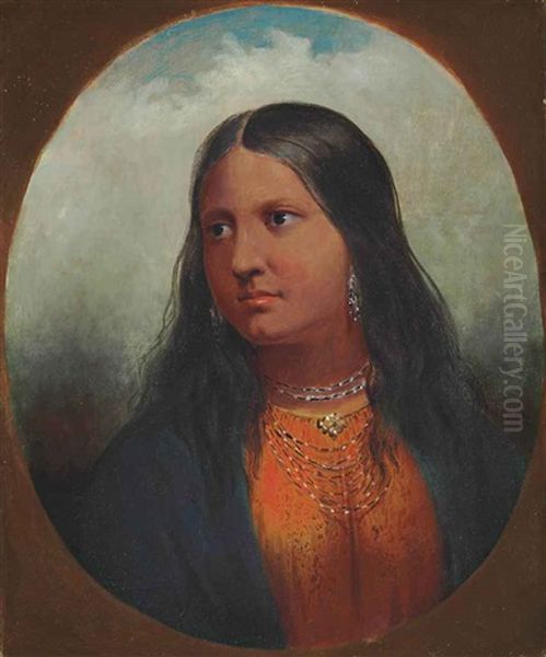 Portrait Of An Arikara Woman Oil Painting by Alfred Jacob Miller