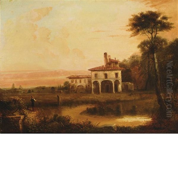 Italian Villa Oil Painting by Alfred Jacob Miller