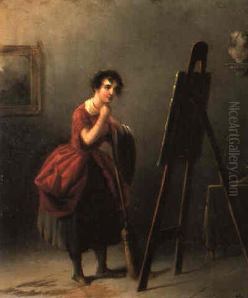 Artist's Studio - The Critic Oil Painting by Alfred Jacob Miller