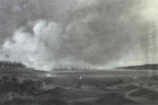 Battle Of Ft. Mchenry Oil Painting by Alfred Jacob Miller