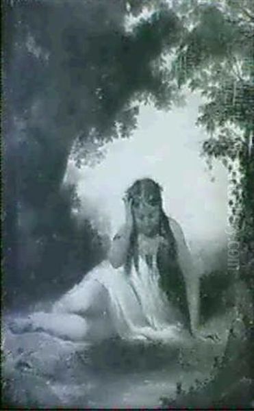 Indian Princess By A Pond Oil Painting by Alfred Jacob Miller