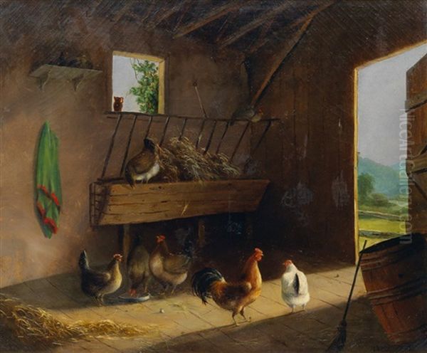 The Chicken Coop Oil Painting by Charles Henry Miller