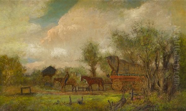 Landscape With A Horse-drawn Cart Oil Painting by Charles Henry Miller