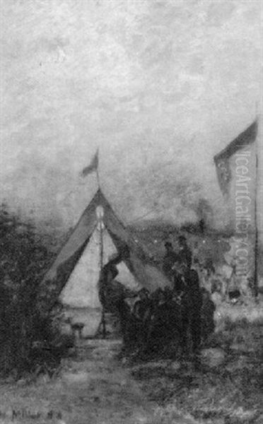 Camp Scene Oil Painting by Charles Henry Miller