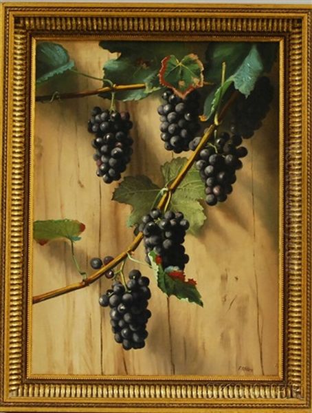 Still Life With Concord Grapes Oil Painting by Franklin Harrison Miller