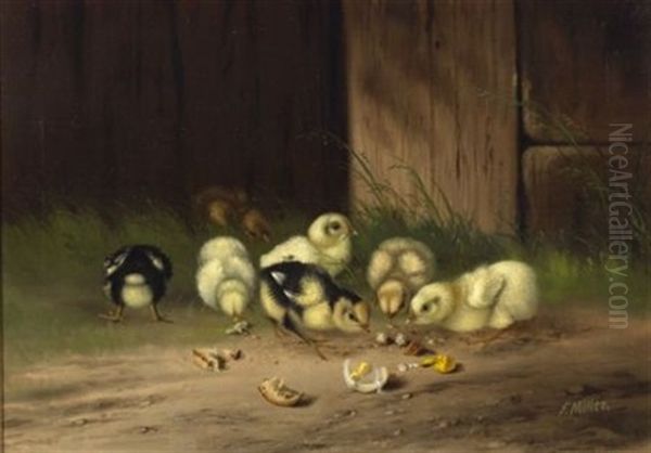 Chicks Oil Painting by Franklin Harrison Miller