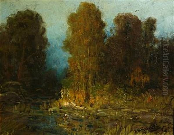 Nocturnal Stream Oil Painting by Ralph Davison Miller