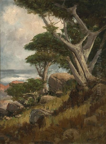 Monterey Pines Coastal Oil Painting by Ralph Davison Miller