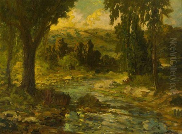 Stream Through A Spring Landscape Oil Painting by Ralph Davison Miller