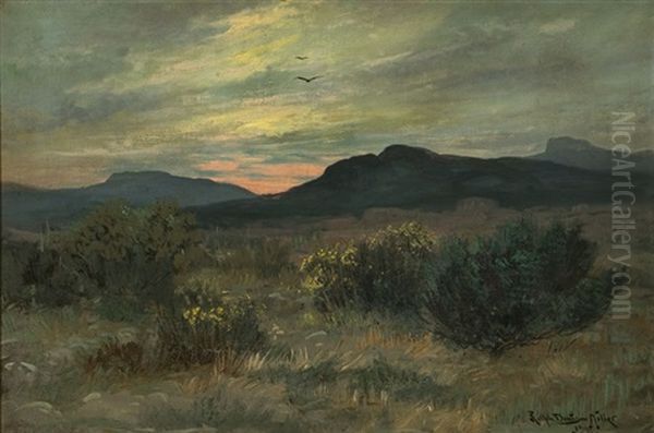 Sunrise On The Mojave Desert Oil Painting by Ralph Davison Miller