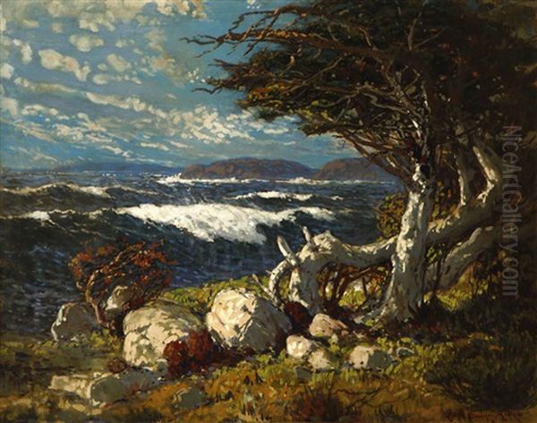 Looking West From Point Lobos Oil Painting by Ralph Davison Miller