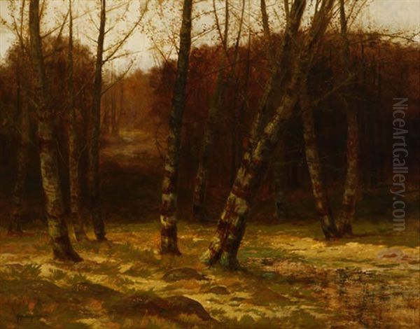 Wooded Landscape Oil Painting by Ralph Davison Miller