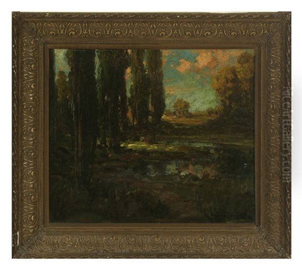 Landscape With Cypress Trees Oil Painting by Ralph Davison Miller