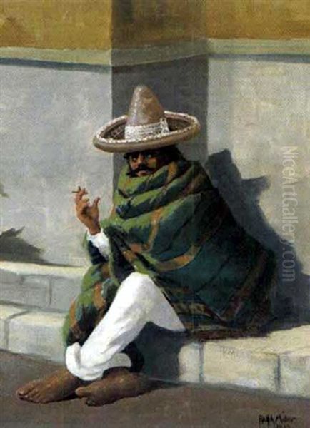 Rauchender Mexikaner Oil Painting by Ralph Davison Miller