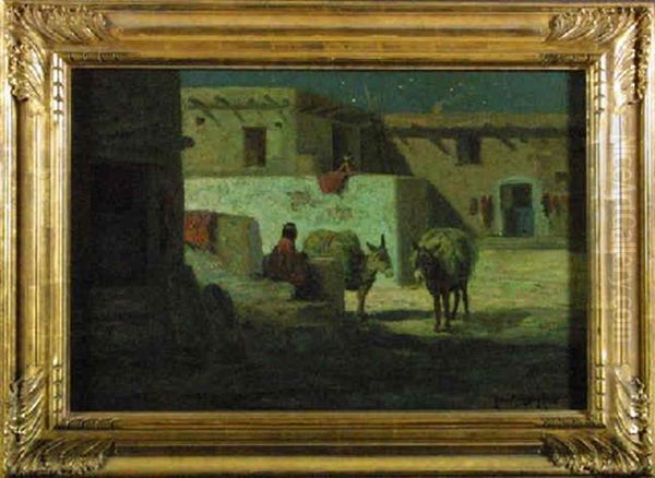 Moonlit Adobe Oil Painting by Ralph Davison Miller