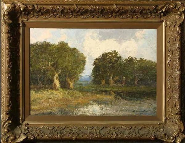 Wooded River Landscape Oil Painting by Ralph Davison Miller