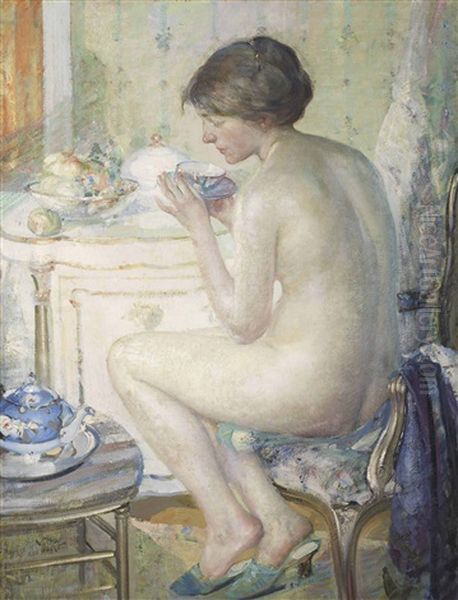 Woman In A Boudoir Oil Painting by Richard Edward Miller