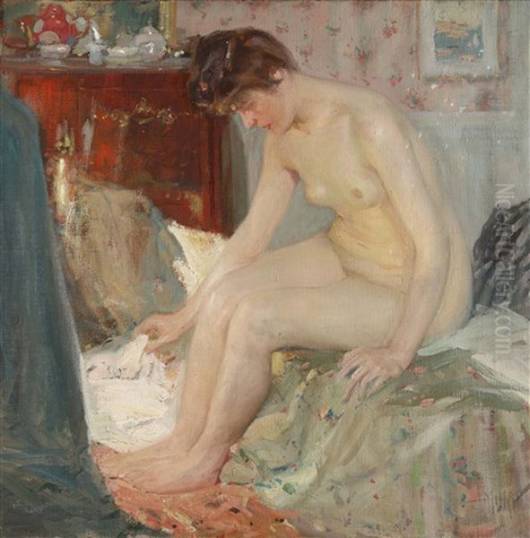 Dopo Il Bagno Oil Painting by Richard Edward Miller