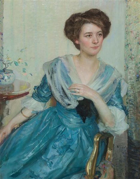 Portrait Of A Woman In Blue Dress,