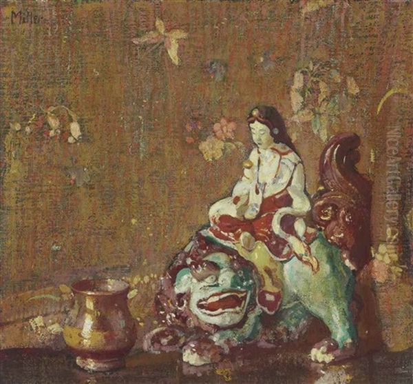 Chinese Porcelain Figure Oil Painting by Richard Edward Miller