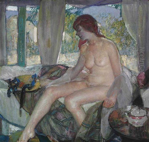 Nude In Interior Oil Painting by Richard Edward Miller