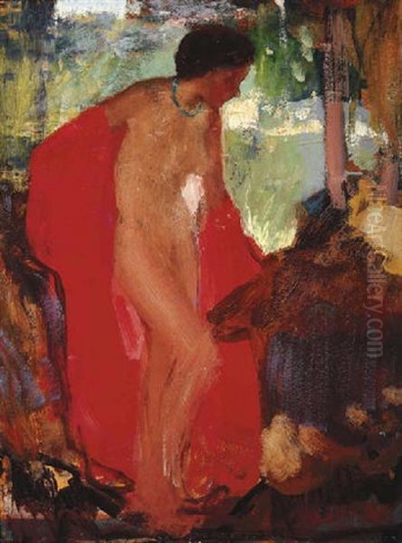 Scarlet Kimono Oil Painting by Richard Edward Miller