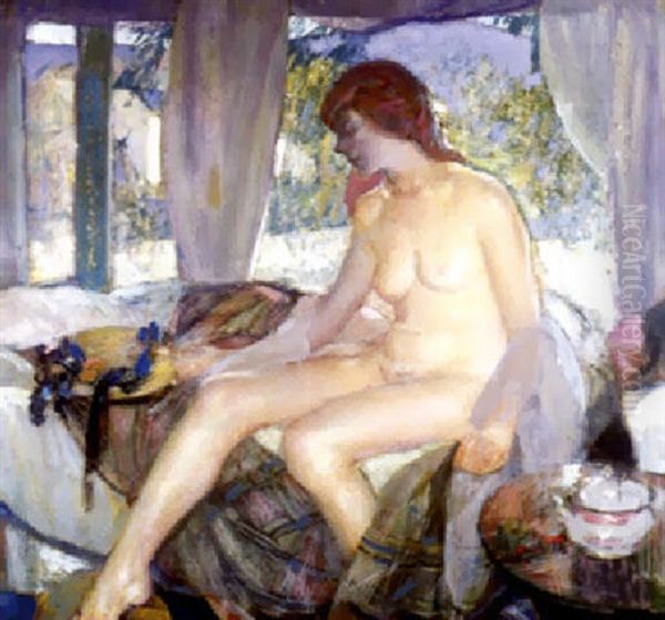 Seated Nude Oil Painting by Richard Edward Miller