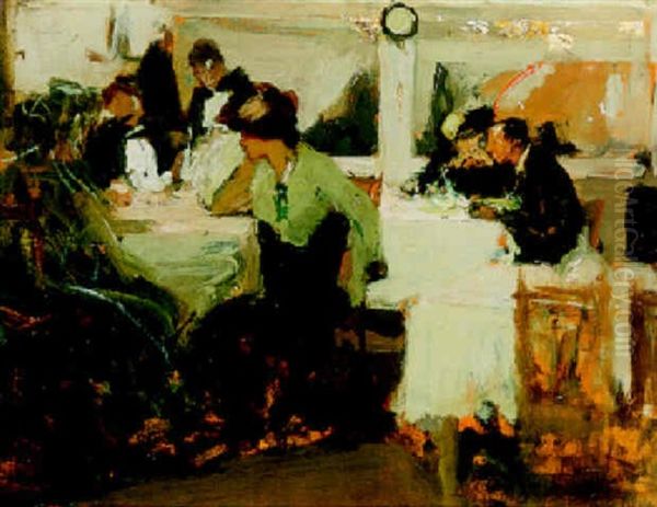 Cafe De Paris Oil Painting by Richard Edward Miller