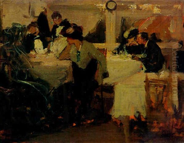 Kaffeehausszene Oil Painting by Richard Edward Miller