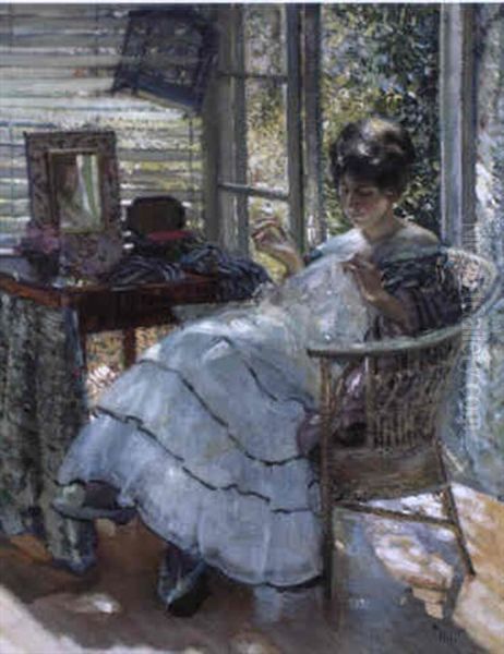 Sewing Oil Painting by Richard Edward Miller