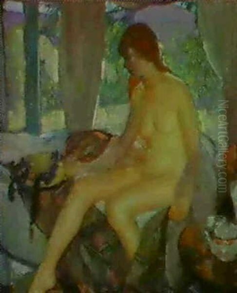 Seated Nude Oil Painting by Richard Edward Miller