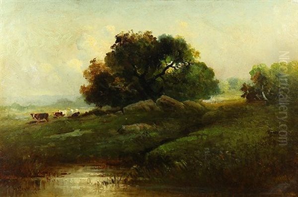 Cattle In The Field Oil Painting by Thomas Oxley Miller