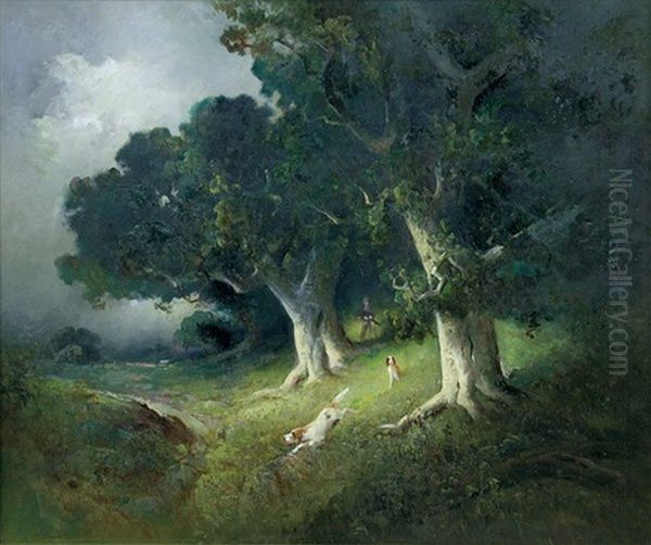 Hunting Quail In The Foothills Oil Painting by Thomas Oxley Miller