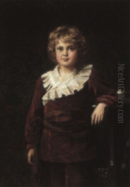 Portrait Of A Boy Oil Painting by William Edward Miller