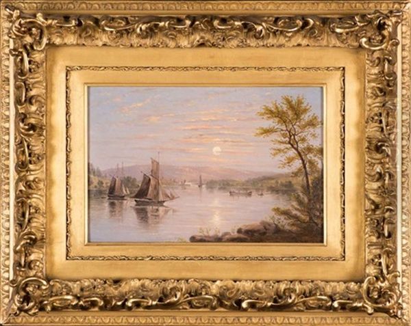 Sunrise On Lake Champlain Oil Painting by William R. Miller