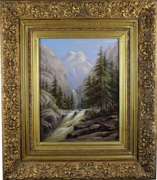 Mountainous American Landscape Oil Painting by William Rickarby Miller