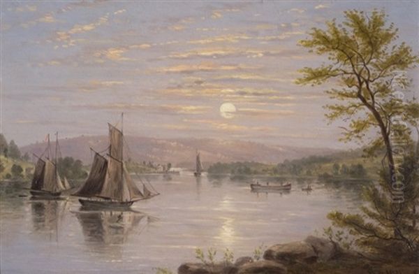 Sunrise On Lake Champlain Oil Painting by William Rickarby Miller