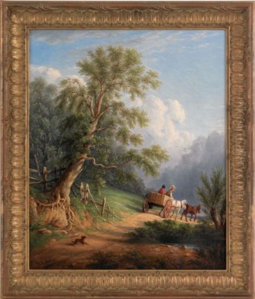 Landscape With Figures On A Cart Oil Painting by William Rickarby Miller